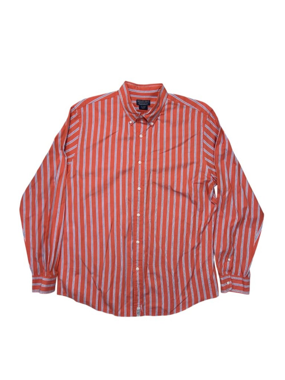 Ralph Lauren Jean XL Striped Cotton Long Sleeve Shirt Men Coastal Orange